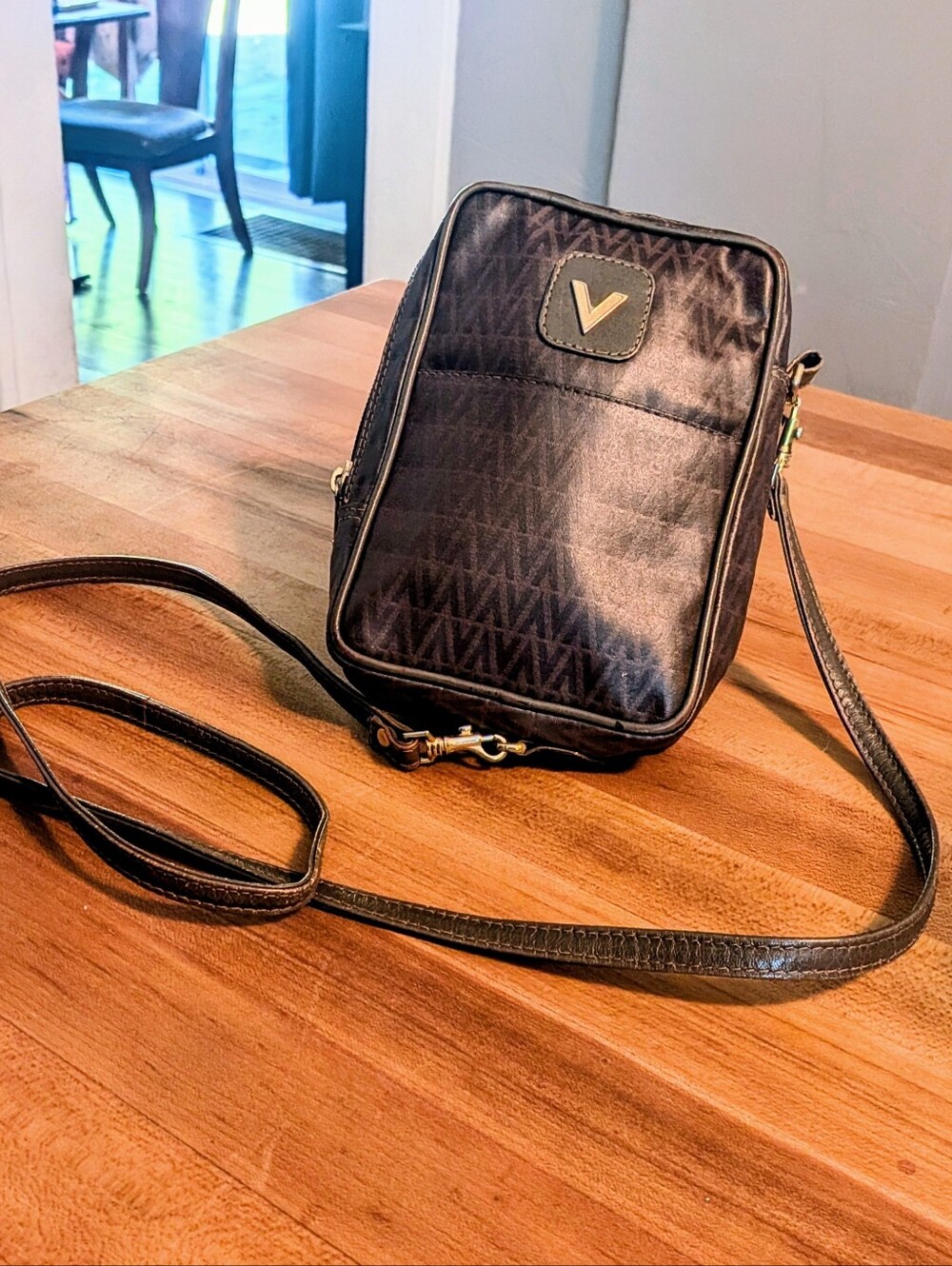 Vintage 1980s Mario Valentino Made in Italy Monogram Crossbody Bag